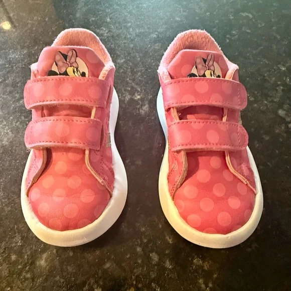 Adidas Disney Grand Court Minnie Mouse silver sparkle Pink Sneakers size 8 - Picture 11 of 16